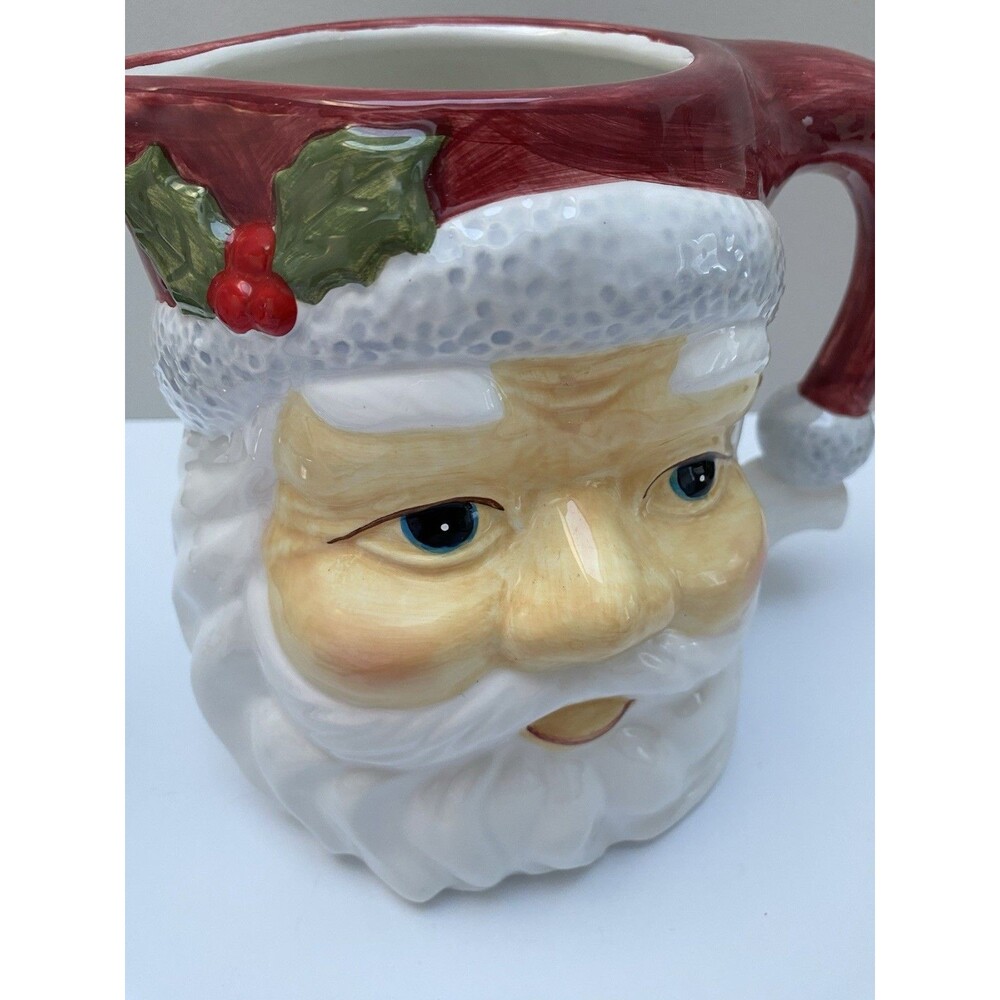 Vintage Santa Head Ceramic Pitcher Christmas Holiday Cheer 1997 Captain Michael - Picture 2 of 7
